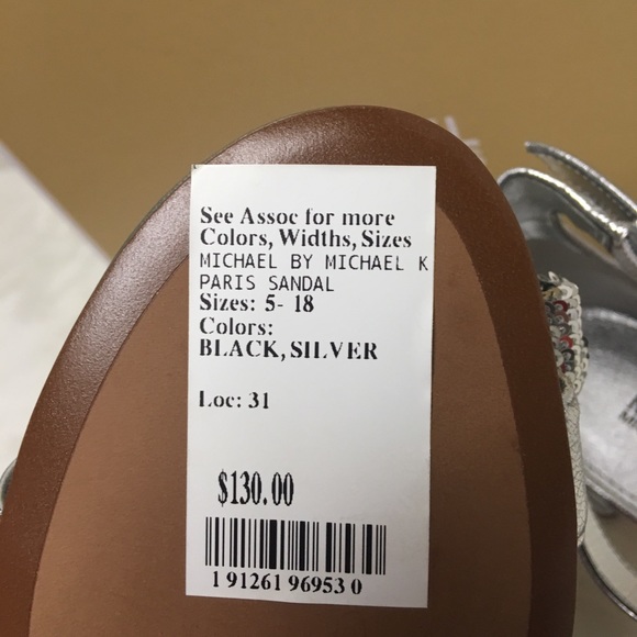 Michael Kors Paris Silver Sandals NEW in box - Picture 4 of 7